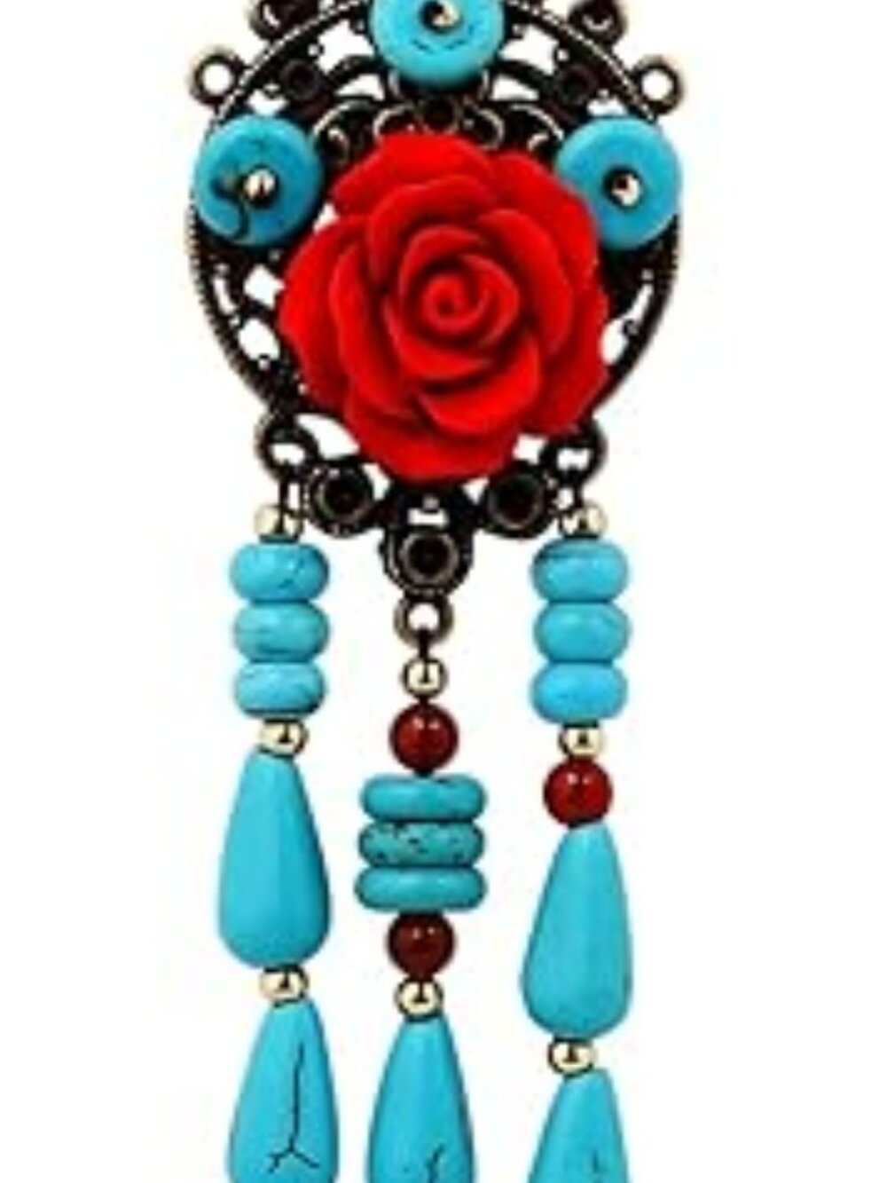 New - Bohemian Colorful Ceramic Bead Flower Y Necklace Boho Hippie Statement